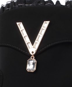 ショートブーツ | スエードブーツ レディース 切替 レース ラウンドトゥ 厚底シューズ チャンキーヒール 太ヒール 厚底 ミドルヒール サイドファスナー 黒