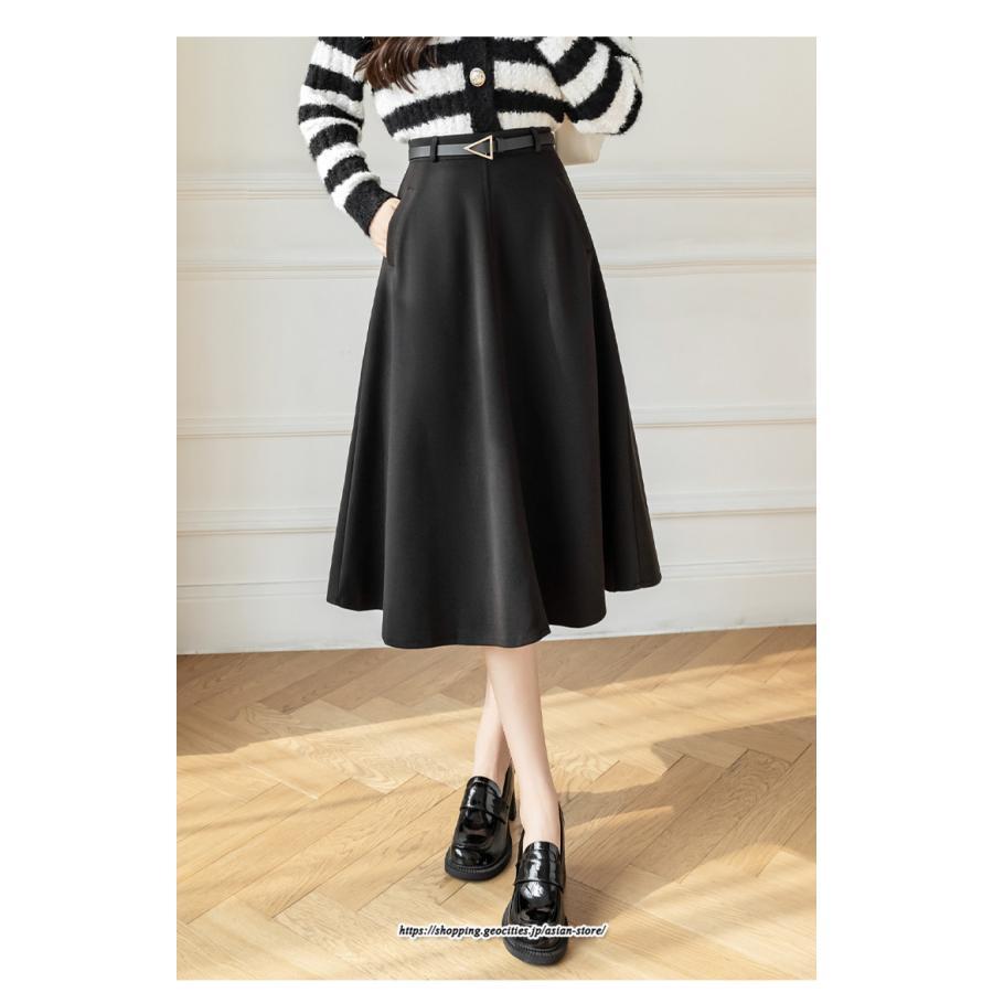 スカート | ロング レディース ロングフレア冬 ミモレ丈 暖かい ボトムス ロング丈 膝下 30代 40代 50代 通勤 ラシャ 暖か 通学 2022年秋冬