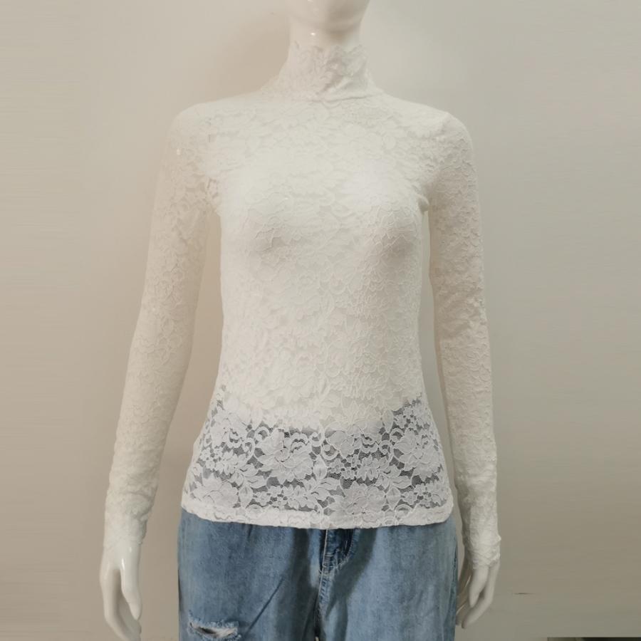 Tシャツ・カットソー | インナー 総レース シースルー 花柄 ハイネック カットソー 重ね着 レディース セクシー トップス エレガント