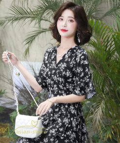 ミディアム | ワンピース 半袖 花柄 きれいめ レディース ひざ丈 ミディアムワンピース サマーワンピース 上品 シフォン Aライン きれいめ 夏 通勤 お出かけ 通学 春 上品