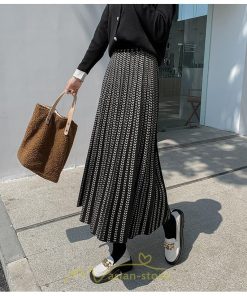 スカート | プリーツロング丈 プリーツ ロング2022 冬 秋 ニット 暖か  Aライン 着回し 通勤 出勤 おでかけ お出かけ デート 女子会 旅行