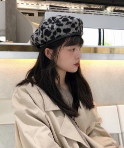 ベレー帽 | 起毛 レオパード柄 秋冬