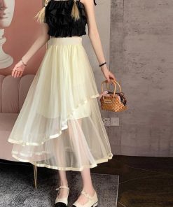 フレアスカート | チュールスカート アシンメトリー 韓国風