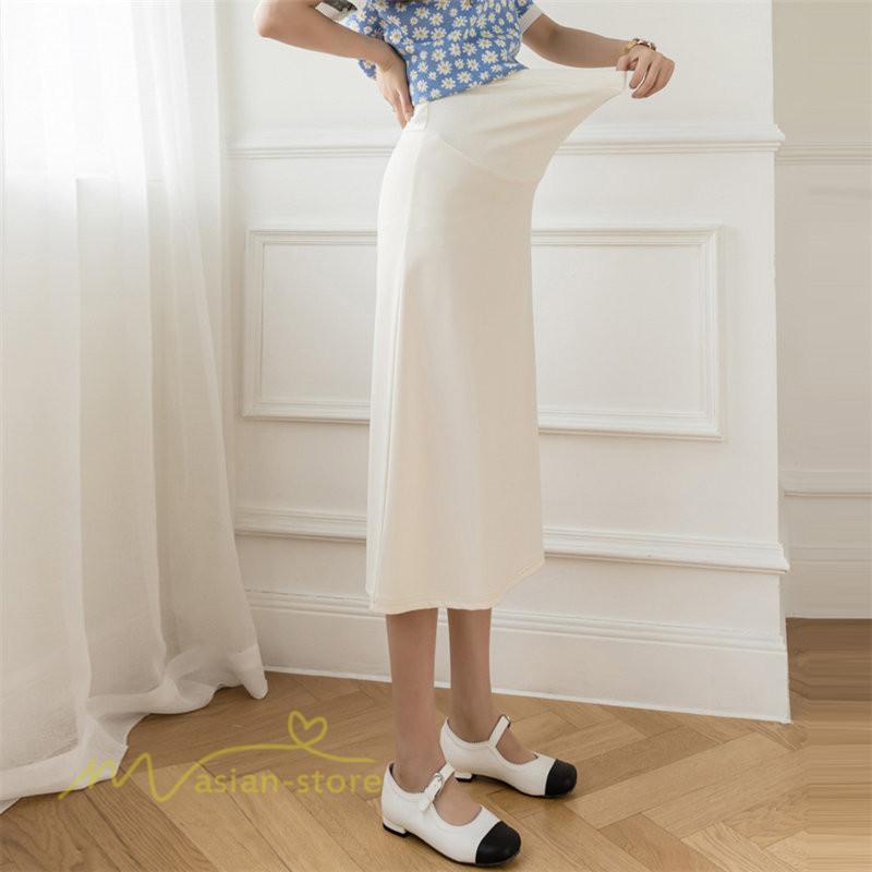 スカート | マタニティレディース 裾口スリット 上品 マタニティウェア 春 夏 大きいサイズ 無地 ウエスト調整 産前産後 マタニティ 妊婦服 妊婦 通勤