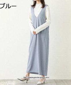 マキシ | ワンピース レディース ロングワンピース ノースリーブ 無地 ゆったり Vネック  スリット カジュアル レトロ風 キレイめ 40代 30代 20代 50代　 オシャレ