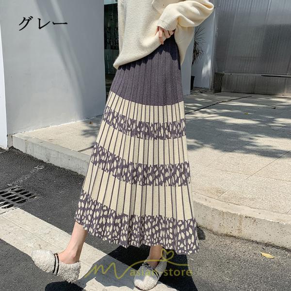 スカート | ロングウエストゴム プリーツ ロング丈 黒 グレー カーキ コーヒー レディース きれいめ 秋カジュアル 冬ニット 秋冬 オフィス