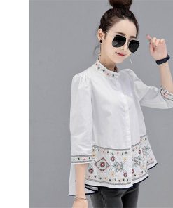 シャツ・ブラウス | シャツ ブラウス レデイース 刺繍 花柄 トップス ファッション シンプル デイリーコーデ エスニック トレンド お出かけ フェミニン エレガント カジュアル