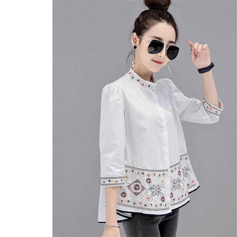 シャツ・ブラウス | シャツ ブラウス レデイース 刺繍 花柄 トップス ファッション シンプル デイリーコーデ エスニック トレンド お出かけ フェミニン エレガント カジュアル