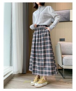 スカート | チェックロングウエストゴム チェック柄 大人 ハイウエスト Aライン30代40代50代 通学通勤 可愛い スカート ゆったり