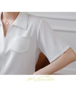 シャツ・ブラウス | シャツ ブラウス レディース 半袖 白 オフィス ビジネス 事務服 制服 リクルート おしゃれ 無地 開襟 日常 柔らかい 胸ポケット フランス風 夏コーデ お出かけ