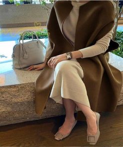 ベスト | ジレ 秋冬 レディース ベストコート ドロップショルダー 秋物 ロング丈 羽織り カーディガン ノーカラー 黒 ゆったり アウター 無地 大人 温かみ