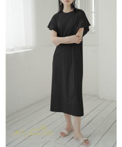 ミディアム | ワンピース Tシャツ レディース カットソー 無地 半袖 膝丈 サマー 40代 カジュアル 夏ワンピース 20代 30代 春 Aラインワンピース 夏 ゆったり 秋 落ち感