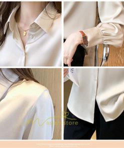 シャツ・ブラウス | ブラウス レディース オフィス おしゃれ 長袖 開襟 シャツ ビジネス OL 事務服 無地 長袖シャツ ファッション 優雅 エレガント カジュアル 通勤 細身 着回し