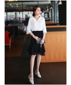 シャツ・ブラウス | シャツブラウス レディース シャツ 五分袖 Vネック 無地 トップス カットソー 可愛い 大人 30代 40代 50代 フォーマル ピンク 白 ブルー オフィス