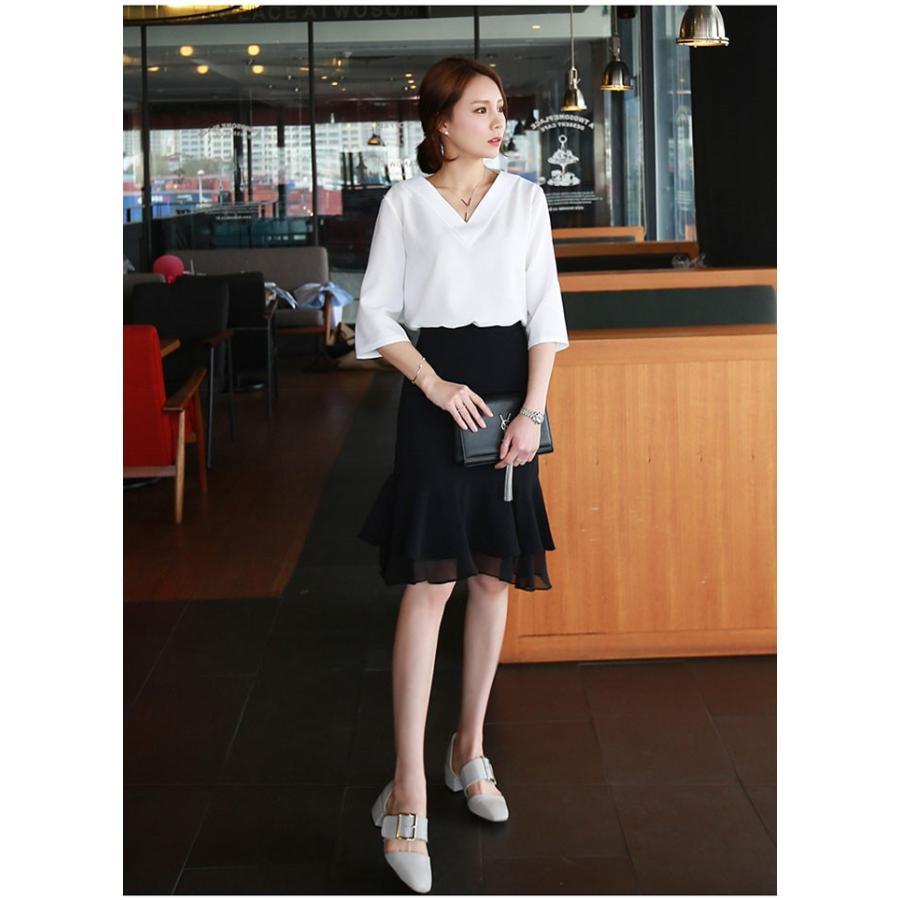 シャツ・ブラウス | シャツブラウス レディース シャツ 五分袖 Vネック 無地 トップス カットソー 可愛い 大人 30代 40代 50代 フォーマル ピンク 白 ブルー オフィス