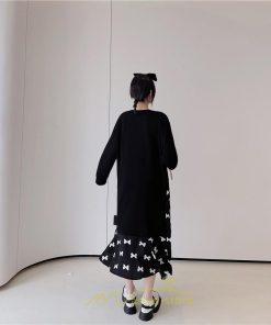 マキシ | ドッキングワンピース 秋 レディース 長袖ワンピース ロングワンピース 切り替えワンピース フェイク Aラインワンピース お呼ばれワンピース レイヤード風