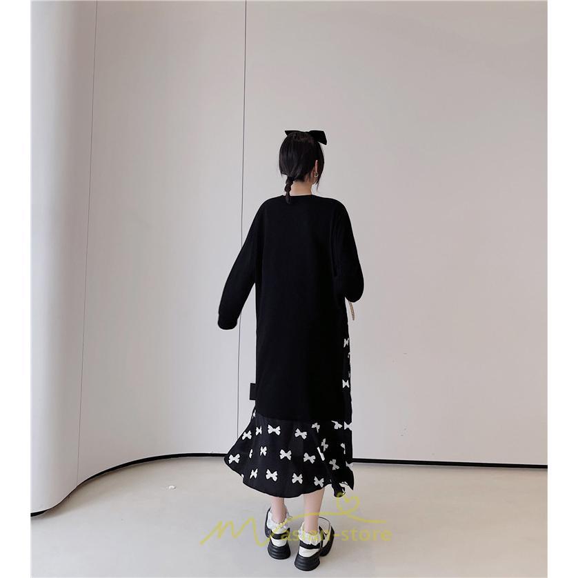 マキシ | ドッキングワンピース 秋 レディース 長袖ワンピース ロングワンピース 切り替えワンピース フェイク Aラインワンピース お呼ばれワンピース レイヤード風