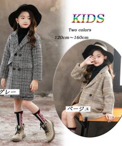 （子供）その他 | 新品 中学生 お出かけ 秋冬 キッズ 長袖 カジュアル 暖かい チェックコート 子供服 裏地付き 可愛い おしゃれ 女の子