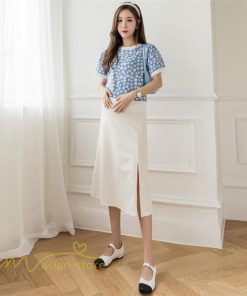 スカート | マタニティレディース 裾口スリット 上品 マタニティウェア 春 夏 大きいサイズ 無地 ウエスト調整 産前産後 マタニティ 妊婦服 妊婦 通勤