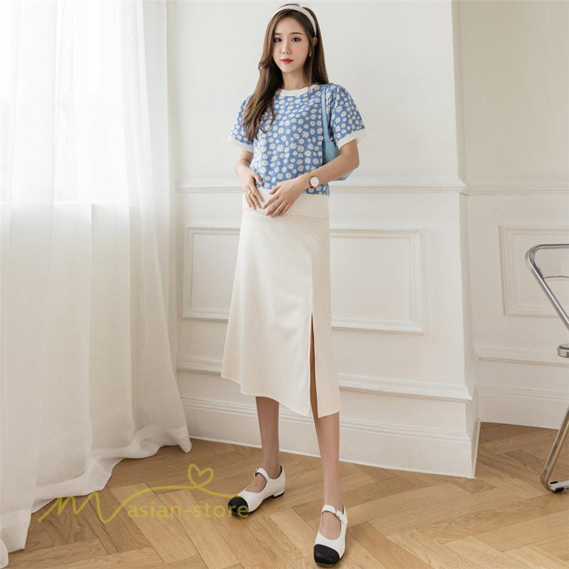 スカート | マタニティレディース 裾口スリット 上品 マタニティウェア 春 夏 大きいサイズ 無地 ウエスト調整 産前産後 マタニティ 妊婦服 妊婦 通勤