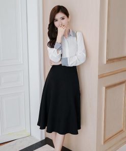 スカート | Aラインフレアビジネスフォーマル OL オフィス 黒ハイウエスト エレガント ヒップアップ シルエット 着痩せ