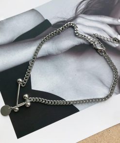 ネックレス | 首飾り ストリート チェーンチョーカー アクセサリー ショート ダンベル シルバー レディース ペンダント