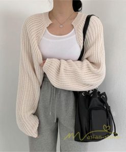 カーディガン | ニットショート丈 アウター レディース 羽織り 無地 長袖 ライトアウター セーター 可愛い 通学通勤 20代30代 ニット 春秋
