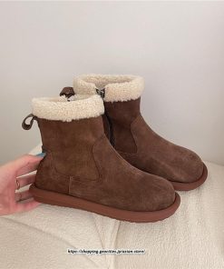 ブーツ | ムートンレディース ショートムートン 靴 防寒 冬物 フラットヒール 痛くない 防滑 ふわふわ もこもこ 履きやすい 歩きやすい 暖かい