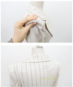 セットアップ | ワンピーススーツ セレモニー スーツ ママ オフィス 通勤用 フォーマル 長袖ジャケット+ノースリーブワンピース レディース 結婚式 ストライプ柄 2点セット