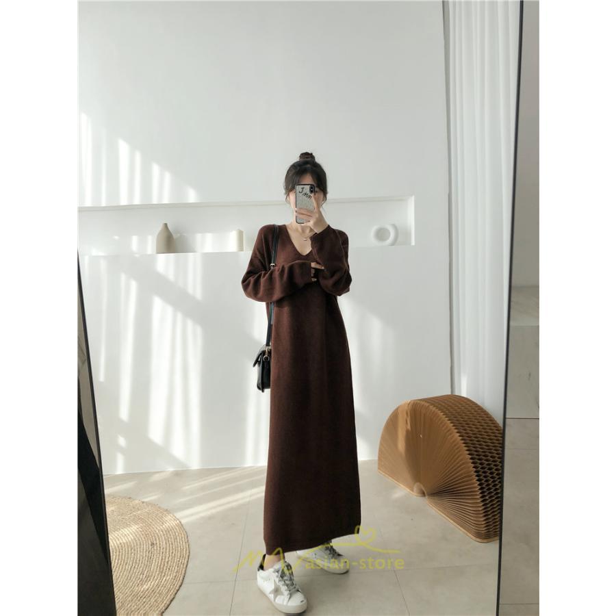 ニットワンピース | レディース 冬 きれいめ ニットフレア ロング おしゃれ 秋冬 長袖 送料無料 可愛い 萌え袖 上品 秋冬コーデ 20代30代40代50代 がーりー