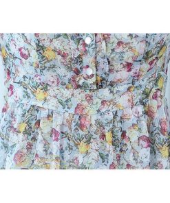 ミディアム | ワンピース 膝丈 花柄 きれいめ 5分袖 カジュアル Aラインスカート 上品 着痩せ ミディアムワンピース お出かけ シフォン 日常感 通気性 大人 エレガント