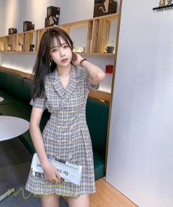 ミニ丈 | シャツワンピース レディース きれいめ チェック柄 夏新作 2021 コーデ カジュアルワンピ 韓国風 着痩せ 細身 日常感 レトロ 上品 アウトドア お出かけ デート