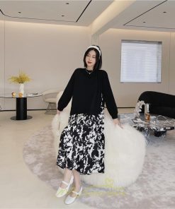 マキシ | ドッキングワンピース 秋 レディース 長袖ワンピース ロングワンピース 切り替えワンピース フェイク レイヤード風 Aラインワンピース お呼ばれワンピース