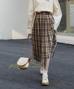 スカート | レディース プリーツマキシロング丈 ロングウエストゴム 大人 20代 30代 40代 OL カジュアル チェック柄 ママ 通勤通学 母