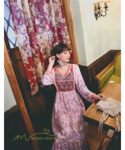 マキシ | ロングワンピース マキシワンピース エスニック リゾート ワンピ コットン カジュアル 大人 春 夏 秋 Vネック ゆったり 着痩せ Aライン 体型カバー きれいめ