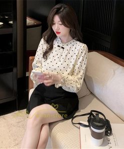 シャツ・ブラウス | ブラウス レディース きれいめ 40代 春夏秋新作 長袖トップス オシャレブラウス ドット柄 シフォンシャツ 上品 大人 通勤 ゆったり 50代 カジュアル 着痩せ 30代