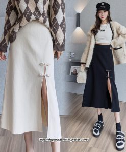スカート | ニットレディース ボトムス  ロング 秋冬 40代 50代 暖か コーデ 送料無料 スリット 着痩せ 韓国ファッション セクシー ハイウエスト Aライン