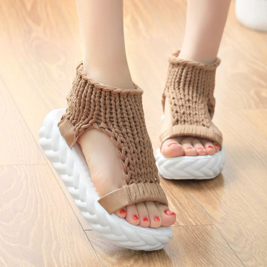 サンダル | レディース 厚底 メッシュ スポーツソックス 通気性 ニット歩きやすい