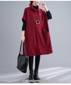 マキシ | ニットワンピース レディース チュニック デザイン タートルハイネック ニット 暖か 斜めスリット 着痩せ キレイめ 上品 おしゃれ フェミニン 通勤