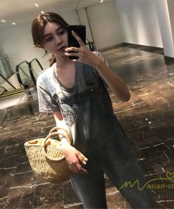 オーバーオール サロペット | サロペットパンツ オーバーオール デニム ゆったり ハイウエスト レディース カジュアル ヴィンテージ加工 無地 2020夏コーデ 復古風 デイリーコーデ