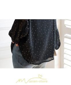 シャツ・ブラウス | ブラウス レディース きれいめ 40代 春秋新作 オシャレブラウス シャツ 長袖トップス Vネックブラウス 大人 シャツ30代 ゆったり 通勤 50代 ドット柄