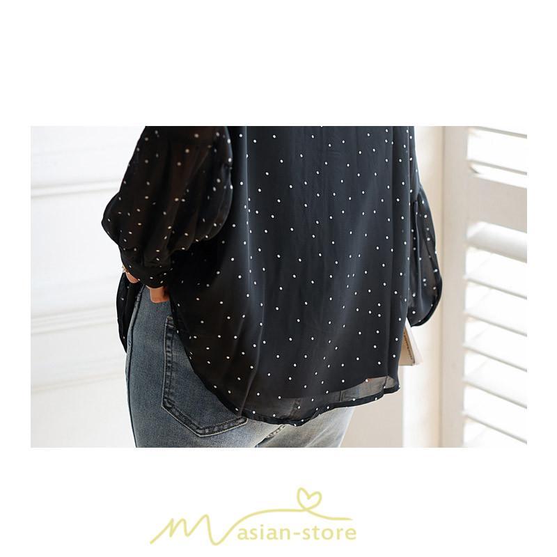 シャツ・ブラウス | ブラウス レディース きれいめ 40代 春秋新作 オシャレブラウス シャツ 長袖トップス Vネックブラウス 大人 シャツ30代 ゆったり 通勤 50代 ドット柄
