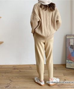 チノ・テーパード・ジョガー・スキニーパン | リブパンツ パンツ レディース ボトムス リブニット ニットパンツ ジョガーパンツ テーパードパンツ 長ズボン ウエストゴム 無地 ポケット 3色 秋冬 楽チン