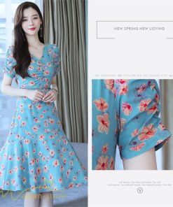 ミディアム | ワンピース レディース 着痩せ 半袖 花柄 きれいめ ミディアムワンピース カジュアル 膝丈 タック カジュアルワンピース おしゃれ サマーワンピース Vネック