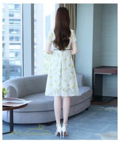 ミディアム | Aラインワンピース レディース 着痩せ ワンピース 花柄 きれいめ 気質 エレガント 大きいサイズ 後ろファスナー付き 40代 シャツワンピース 30代