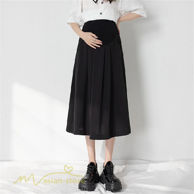 スカート | マタニティAライン マタニティウェア 春 夏 秋 無地 Aラインマタニティ 妊婦 ひざ下丈 ウエスト調整 着痩せ ゆったり 送料無料