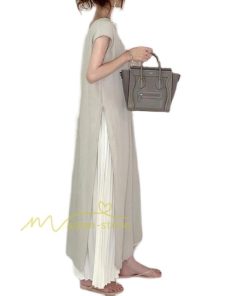 マキシ | 夏ワンピース 秋スカート レディース 秋物 夏服 ロングワンピース ロングスカート プリーツスカート 無地 ウエストゴム 2点セット セットアップ ゆったり