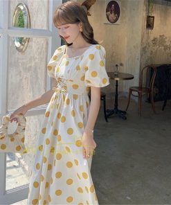 マキシ | ワンピース レディース チュニック 半袖 楽ちん 大きいサイズ 体型カバー ドット柄 カジュアル お出かけ ファッション 着痩せ 20代30代40代 エレガント 夏物