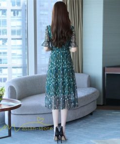 ミディアム | ワンピース レディース Aライン サマーワンピース 上品 着痩せ カジュアル 大きいサイズ 半袖 Vネック ミディアムワンピース ひざ丈 30代 気質 20代 40代