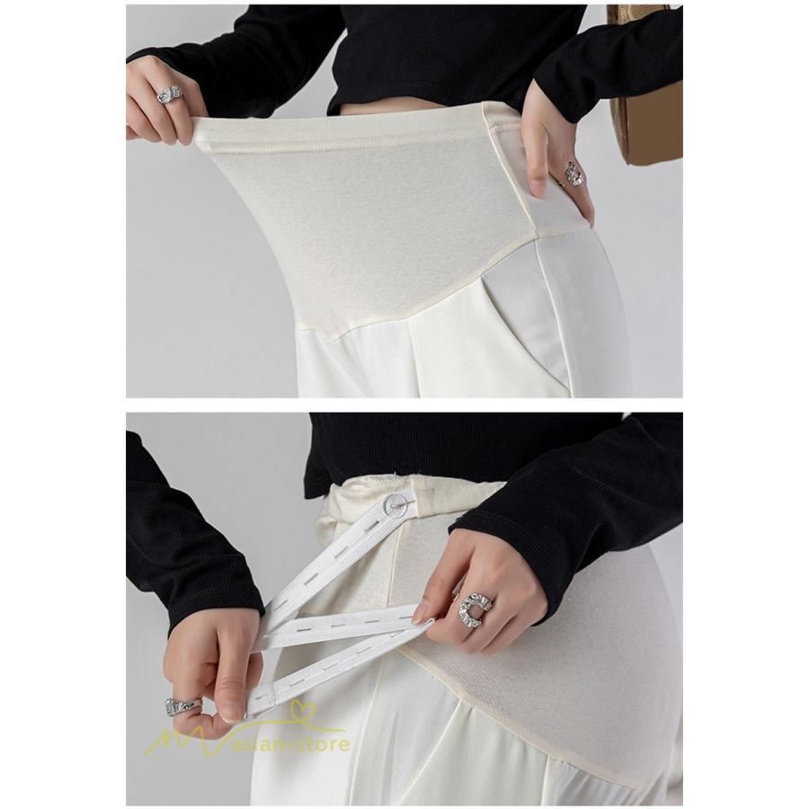 パンツ レギンス | マタニティパンツ ワイドパンツ 無地 妊婦服 おしゃれ ゆったり マタニティウェア パンツ 着痩せ 無地 サマーパンツ お出かけ 日常 ウエスト調整 裾口スリット